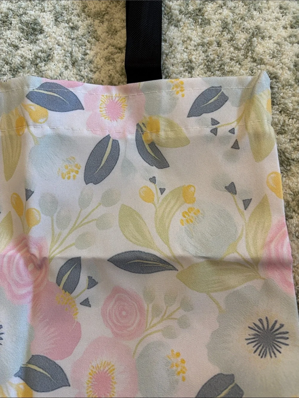 Floral Pastels Poly Canvas Tote Bag NWT 13.50”x15.75”